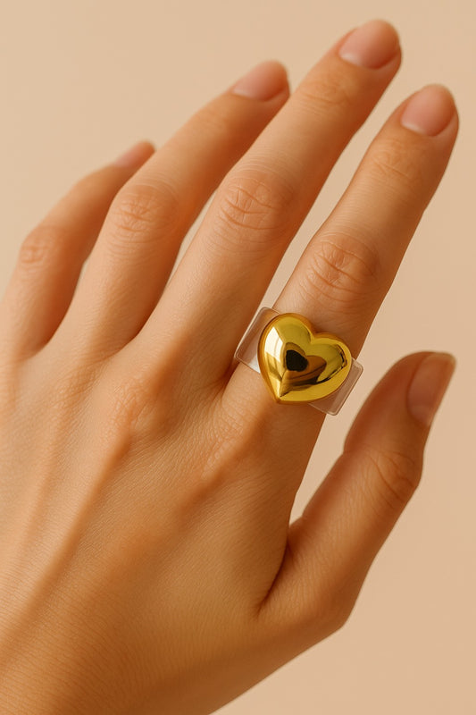Gold Heart Acrylic Ring