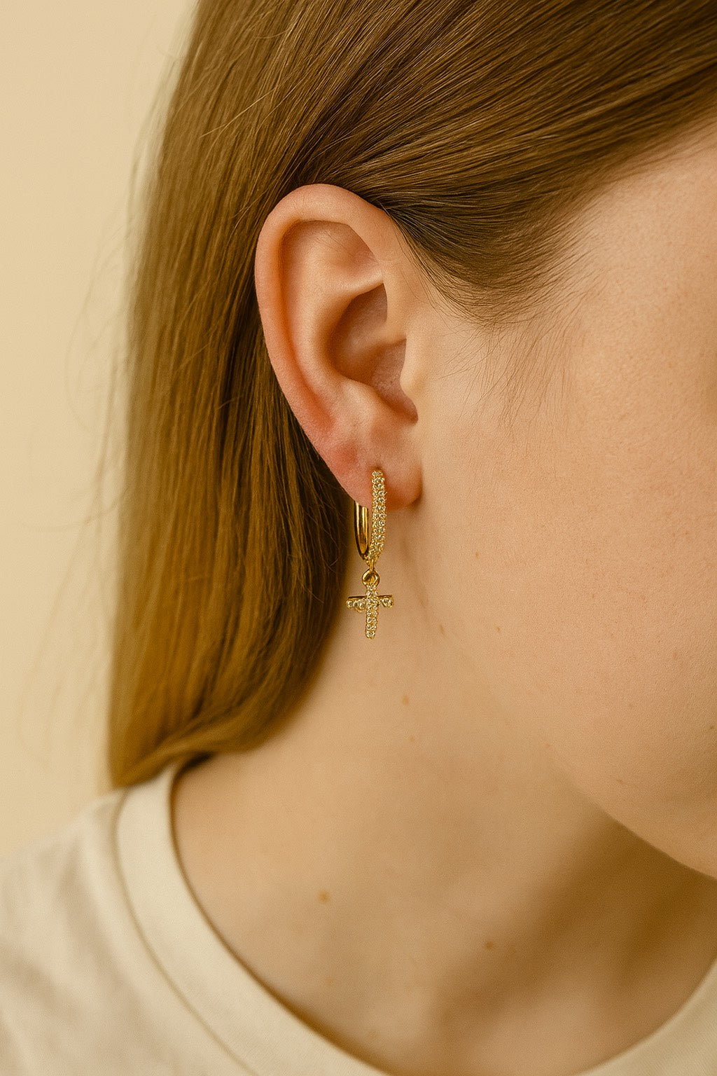 Little Cross Earrings Gold
