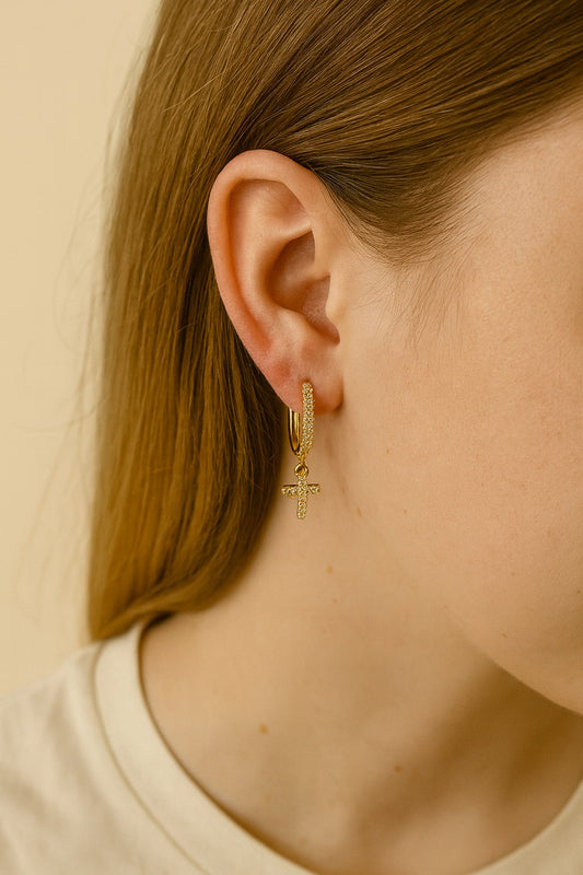 Little Cross Earrings Gold