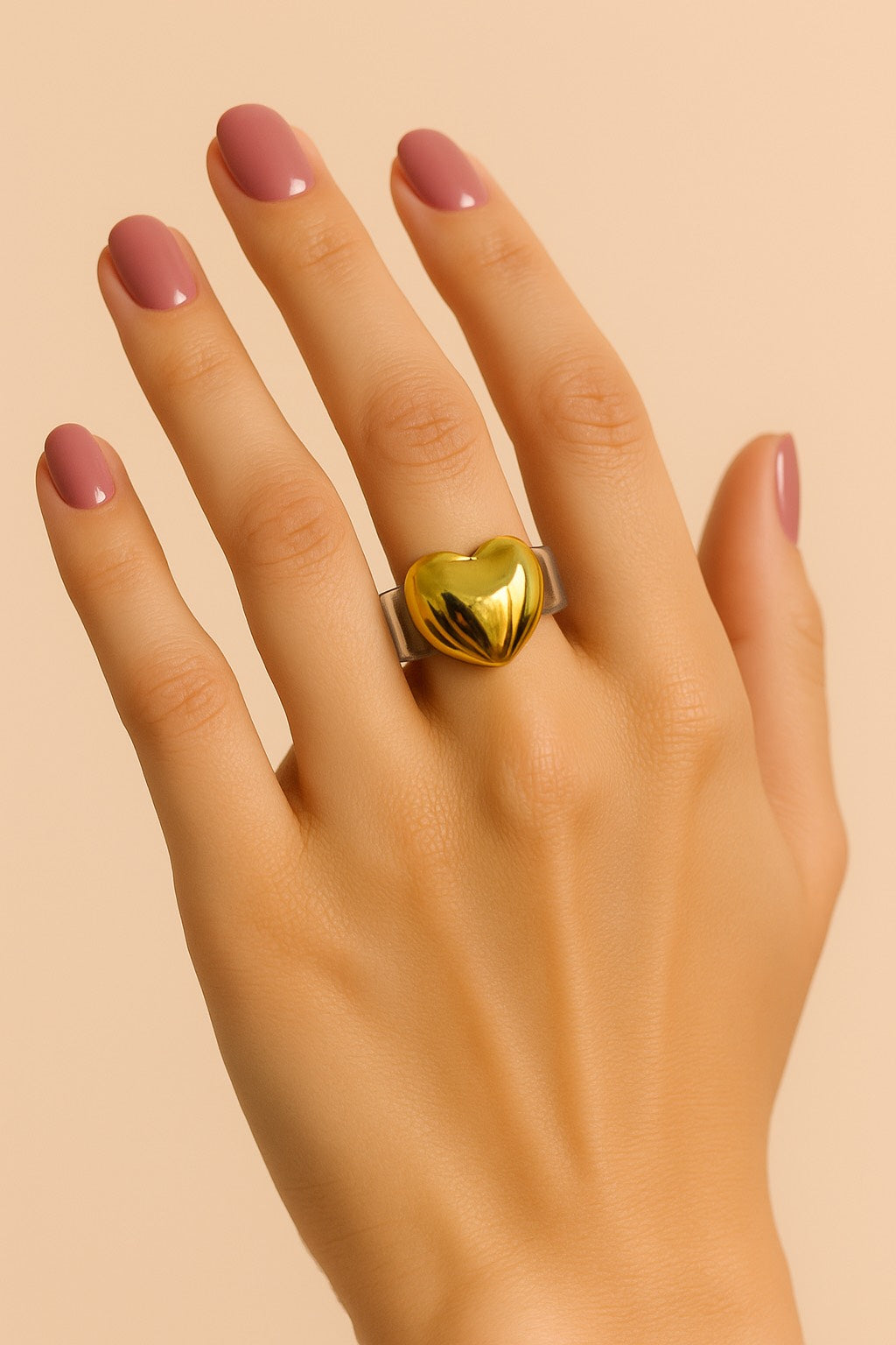 Gold Heart Acrylic Ring
